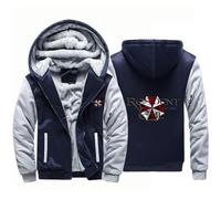BYXLMS Men's Fleece Hoodies for Resident/Evil/Umbrella Full Zip Up Pullover Long Sleeve Hooded Sweatshirts Autumn Winter Hoody Jackets-Dark Blue B||4XL