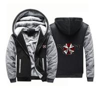 BYXLMS Men's Fleece Hoodies for Resident/Evil/Umbrella Full Zip Up Pullover Long Sleeve Hooded Sweatshirts Autumn Winter Hoody Jackets-Black Gray B||XL