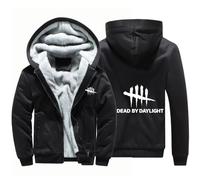 BYXLMS Men's Hoodies Fleece Coats for Dead Daylight Zip Up Sweatshirt Pullover Warm Thick Jackets Thermal Lined Outerwear Tops with Pockets-Black||S