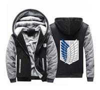 BYXLMS Men's Hoodies Pullover for Attack Titan Zip Up Sweatshirts Fleece Jackets Wool Coats Autumn Winter Outerwear Tops for Men-Black Gray||3XL