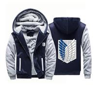 BYXLMS Men's Hoodies Pullover for Attack Titan Zip Up Sweatshirts Fleece Jackets Wool Coats Autumn Winter Outerwear Tops for Men-Dark Blue||M