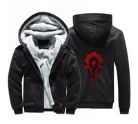 BYXLMS Men's Pullover For The Horde/Warcraft World Zip Up Hoodies Fleece Jackets Heavyweight Outerwear Fall Winter Sweatshirt Tops for Men-Black A||L