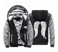 BYXLMS Men's Winter Hoodies for Walking Dead Full Zip Sweatshirt Pullover Fleece Lined Jackets Coats Hooded Outerwear Tops with Pockets-Black Gray B||L