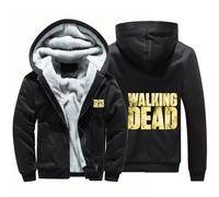 BYXLMS Men's Winter Hoodies for Walking Dead Full Zip Sweatshirt Pullover Fleece Lined Jackets Coats Hooded Outerwear Tops with Pockets-Black A||4XL