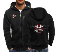 BYXLMS Men's Zip Up Hoodies for Resident/Evil/Umbrella Casual Cardigans Lightweight Jackets Long Sleeve Sweatshirts Fashion Pullover Tops-Black B||XL