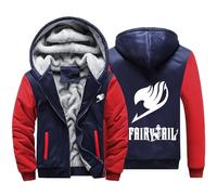 BYXLMS New Men's Hooded Sweatshirts for FAIRY TAIL Fleece Lining Hoodies Long Sleeve Hoody Jackets Full Zip Pullover Fall Winter Coats Tops-Red Blue||XXL