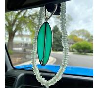 BYXVSBYS Surfboard Car Decor Charm Beach Rear View Mirror Accessories Stained Glass Car Accessories Ocean Decor Hanging Sun Catcher Surfer for Women Man