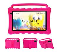 BYYBUO 7 inch Kids Tablets, Android 12 Tablets for Kids with Case, 32GB Toddler Tablet with WiFi, Kids Software Pre-Installed, Dual Camera (Pink)