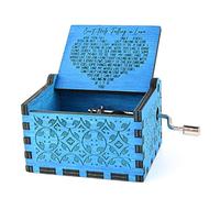 byykit Can't Help Falling in Love Wood Music Box,Antique Engraved Musical Boxes Case for Love One Wooden Music Box - Gifts for Lover,Boyfriend, Girlfriend,Husband,Wife (Blue)
