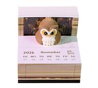 BYYLECL 3D Desk Calendar, 2026 Owl-Shaped Tear Away Carving Notepad for Thanksgiving Christmas Housewarming Offices Desktop Decoration