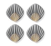 BYYLECL 4 Pieces Shell Towel Hooks No Drilling Self-Adhesive Hooks, Multifunctional Wall Mount Waterproof Hook for Bathroom Kitchen 4PC Gray