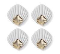 BYYLECL 4 Pieces Shell Towel Hooks No Drilling Self-Adhesive Hooks, Multifunctional Wall Mount Waterproof Hook for Bathroom Kitchen 4PC White