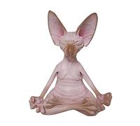 BYYLECL Cat Sphynx Cat Meditate Statue Collectible Figurines Yoga Relaxed Pose Buddha Meditation Sphynx Cat Collections Cat Statue for Home Office Car Desk Decoration Pink