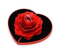 BYYLECL Heart Shape Jewelry Box, Rose Flower Ring Box Love Heart Ring Box for Ceremony/Proposal/Engagement/Wedding Jewelry Box Red