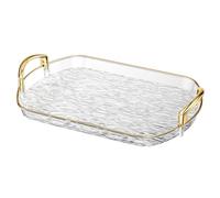 BYYLECL Serving Tray with Handles, Reusable Acrylic Decorative Trays for Dessert Coffee Tea Table, Living Room Kitchen Countertop M