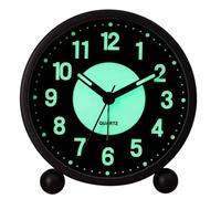 BYYLECL Silent Alarm Clock, Glow-in-the-Dark Alarm Clock, Non Ticking Glow in the Dark Bedside Clock for Seniors and Bedrooms Battery