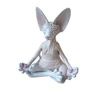 BYYLECL Sphynx Cat Meditate Statue, Whimsical Cat in Yoga Pose, White, Collectible Figurine