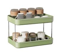 BYYLECL Tea Cup Storage, Coffee Mug Holder Large Capacity Storage with Drain Board,Kitchen Counter Shelf Organizer,Coffee Condiment Storage,Cup Lid Holder B Middle Aged Green