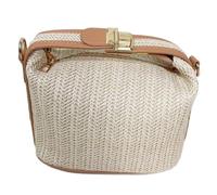 BYYLECL Womens Retro Straw Woven Cross Body Bags, Small Summer Beach Crossbody Bag with Adjustable PU Leather Straps,Woven Basket Shoulder Bag for Beach Holiday Beige With strap