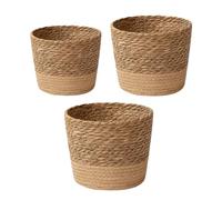 BYYLECL Woven Planter Basket, Natural Seagrass Basket, 3 Sizes Natural Seagrass Woven Plant Pots Flower Pots Baskets for Indoor Plant Decorative Garden Planter One Set