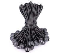 BYZANDQI Bungee Cord with Balls, 12Pcs 4 Inch Black Bungee Ball Cords, Heavy Duty Tarp Bungees Ties Elastic Tie Down Straps for Tarpaulin Tent Camping Pavilions Flag Marquee