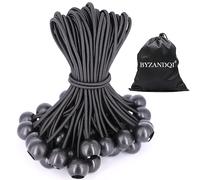 BYZANDQI Bungee Cord with Balls, 25Pcs 4 Inch Black Bungee Ball Cords, Heavy Duty Tarp Bungees Ties Elastic Tie Down Straps for Tarpaulin Tent Camping Pavilions Flag Marquee