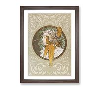 Byzantine By Alphonse Mucha Classic Painting Framed Print | A2 Walnut Framed Wall Art | Ready to Hang | Classic Historical Picture | Living Room Bedroom Lounge Office