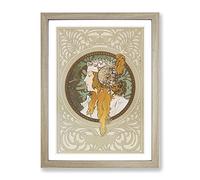 Byzantine By Alphonse Mucha Classic Painting Framed Wall Art Print, Ready to Hang Picture for Living Room Bedroom Home Office Décor, Oak A4 (34 x 25 cm)