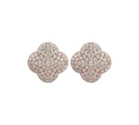 Byzantine Clover Flower Stud Earrings Rosegold Latelita White One Size