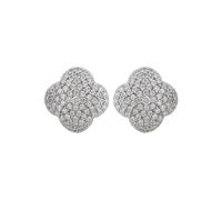 Byzantine Clover Flower Stud Earrings Silver Latelita White One Size