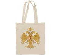 Byzantine Empire Two Headed Eagle Coat of Arms Byzantium Natural Cotton Tote Bag White