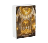 Byzantine Golden Church Cigarettes Box Crush Proof, Waterproof, Hard Plastic Cigarette Holder Case, Stylish Lighter Holderfor Men/Women