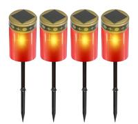 BYZESTY 4 x LED Graveyard Tealights, Funeral Lights, Electric with Earth Plug, Rouge 7 x 12 cm