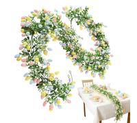 Byzieir 2Packs Easter Garland With Colorful Eggs, 6.8ft ABS Easter Egg Garland For Mantle, Artificial Easters Egg Garlands, Tree Easters Spring Home Hanging Decor, Rustic Spring Decorations For Stairs