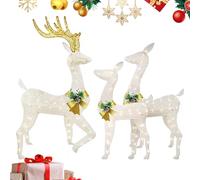 Byzieir Acrylic Deer Stakes With Light 3 Pieces Warm White LED Christmas Light Reindeer Family Outdoor Garden Decoration For Lawn Patio Yard Festive Ambience Holiday Decor