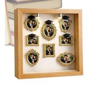 Byzieir Diy 3d Shadow Box Frame Kit, 25x25cm Wooden Mini Museum Silhouette Box, Shadow Boxes Frame Kit With Lights, 8 Photo Frames & 6 Bachelor's Hats, Figurines Frames Decoration For Home Bedroom
