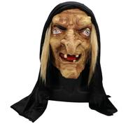 Byzieir Latex Face Cover with Wig Scary Witch Latex Realistic Headgear
