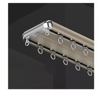 BYZOMU Double Curtain Track Ceiling Mount, Heavy Duty Smooth Sliding Conjoined Curtain Rails For Living Room Bedroom Large Windows, Aluminum Room Divider Curtain Rod(Champagne color,L 6ft/1.8m)