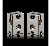 BZ 3D 2PCS V6 Plated Copper Heater Block,Prusa i3 MK2,MK2.5,MK3,MK3S+ 500℃ High Temperature PT100 V6 Heating Block With Silicone Socks for V6 Hotend,V6 Heatbreak,Heatsink,V6 Nozzles.
