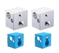 BZ 3D Mega Heater Block Aluminium Heating Block with Silicone Socks for I3 Mega/Mega S/Pro/Mega X/Zero 2.0/Chiron/Kobra/Kobra GO/Kobra Neo 3D Printer V5 Print J-Head Hotend.(2PCS)