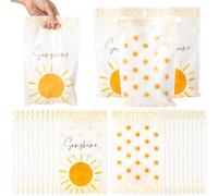 BZaber Boho Sun Party Favor Bag - 50Pcs Sunshine Gift Plastic Bags First Trip Around the Sun Party Favor Bags Groovy Hippie Boho Treat Bag for Kids Sunshine Party Decor Birthday Candy Bags Baby Shower
