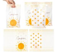BZaber Boho Sun Party Favor Bags - 50Pcs Summer Beach Sunshine Gift Plastic Bags First Trip Around the Sun Groovy Hippie Boho Candy Treat Handbags for Kids Sunshine Party Decor Birthday Baby Shower