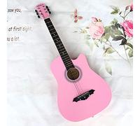 BZAHW 38-inch basswood folk guitar strings metal button acoustic guitar beginner novice piano practice dumb pink (Color : Dumb Pink, Size : 38 inch)