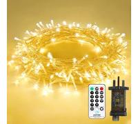 Bzavor 15M/49FT 100 LED Fairy Lights Plug with Timer 8 Modes Memory Function Remote Control IP65 Waterproof Christmas Lights Indoor/Outdoor, Warm White Fairy Lights for Christmas Decorations Halloween