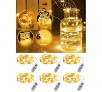 Bzavor 6 Pack Fairy Lights Battery Operated Timed, 2M 20 LED Mini String Lights, IP65 Waterproof Micro Christmas Lights for Indoor Outdoor Christmas Decor