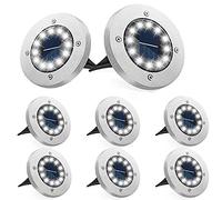 Bzavor 8 Solar Floor Lights Outdoor 12 LEDs Lights with Upgrade Solar Panel Garden Light Solar Lamp Spotlight Decoration for Lawn, Walkway, Pool, Patios (Cool White)