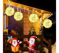 Bzavor Hanging Christmas Lights Ball Indoor Outdoor Indoor 4 Pack 7.87ft Christmas Light LED,with Remote 8 Modes IP44 Waterproof Fairy Lights for Home Christmas Party Garden Decorations(Warm White)
