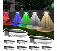 Bzavor Pack of 8 Solar Lights for Outdoor Garden, IP65 Solar Wall Lights with 8 RGB Light Modes, Outdoor Wall Lights for Garden, Wall, Fence, Balcony Decoration
