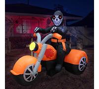 BZB Goods 6 Foot Long Halloween Inflatable Skeleton Ghost Riding on Motorcycle Bike Lights Lighted Blowup Party Decoration for Outdoor Indoor Home Garden LED Prop Yard Blow Up Lawn Decorations