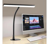 BZBRLZ LED Desk Lamp for Home Office, 360° Flexible Gooseneck Desk Light with 3 Color Modes & 10 Brightness, Eye-Caring Adjustable Task Light for for Piano, Computer, Workbench, 10W, 1000LM (Black)